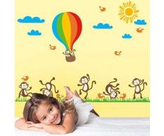 Walplus Autocollant Mural Animaux Mignon Cartoon Mural Vinyle Maison DÃ©coration DIY Bureau DÃ©cor Peint CrÃ¨che Chambre Enfants Cadeau, Multicolore