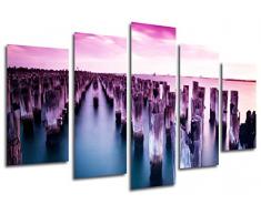 Tableau Moderne Photographique, Impression sur bois, Paysage Mer, Coucher de soleil, 165 x 62 cm, ref. 26338