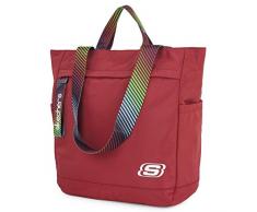 Skechers S896 Sac Ã main pour femme avec poignÃ©e double courte et longue en toile lÃ©gÃ¨re et pratique multifonction Plusieurs compartiments pour usage quotidien Rouge Cherry Taille unique