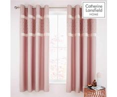 Catherine Lansfield Rideau à Åillets à Paillettes, Rose poudré, 66x72 inch Eyelet Curtains