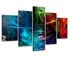 Visario 6315 Tableau Abstrait sur Toile avec Cadre imprimé composé de 5 pièces 200 x 100 cm