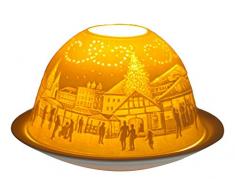 Him DL0068 marchÃ© de NoÃ«l (Christmas Market) -photophore en Porcelaine, Blanc CassÃ©, 12x12x8 cm