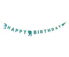Talking Tables DINO-GARLAND Dinosaure Guirlande Joyeux Anniversaire 2,5 mÃ¨tres, Multicolore