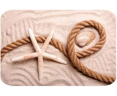 Papillon Tapis de Salle de Bain Super Absorbant en Polyester Multicolore Motif étoile de mer sur Le Sable 60 x 40 cm