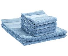 AmazonBasics Everyday Serviettes de toilette - 2 serviettes de bain et 4 essuie-mains, Bleu bleuet