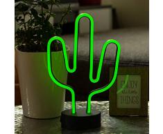 Hellum Cactus, lampe de table LED, veilleuse, cadeau pour filles, enfants, décoration de fête, mariage, Festival, événements, maison chambre, salon, lampe à piles, métal, plastique, vert, 18 x 29,5 cm