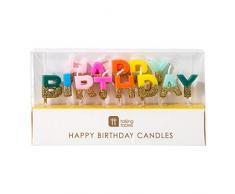 Talking Tables RAIN-CANDLE-HB Bougies de Joyeux Anniversaire Arc-en-Ciel, Paillettes trempées, Multicolore
