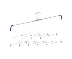 Relaxdays Lot de 10 cintres antidÃ©rapants pour Pantalons et Jupes Taille 30 Ã 50 cm ArgentÃ©/Bleu
