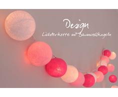 CREATIVECOTTON Guirlande Lumineuse, Boules de Coton avec Mode Timer et Mode Veilleuse (Chambre de Petite Fille, 35 boules)