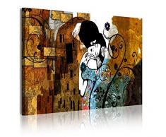 Dekoarte 322 - Tableau moderne sur toile monté sur cadre en bois 1 pièce, style bisou de klimt, 120X80cm
