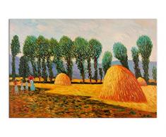 Arte Dal Mondo Reproductions Décoratifs Balles de Foin Tableau, Huile sur Toile, Peint à la Main et montée sur châssis esthétique, Multicolore, 90 x 60 x 2 cm