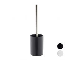 Relaxdays Porte brosse WC cÃ©ramique avec brosse WC et tÃªte changeable poignÃ©e en mÃ©tal rond 36 cm, gris