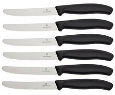 Victorinox 6.7833.6 Boîte de 6 Couteaux tomates SWISSCLASSIC, Acier Inoxydable, Noir, 11 cm