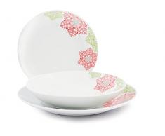 Home Aileen Service Table Coupe, Porcelaine, Blanc/décorations, 18 unités