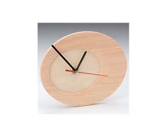Glorex GmbH GLOREX Horloge Ovale en bois FSC, Naturel, 20Â x 16,5Â x 3,5Â cm