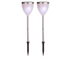Best Season 477-35 Lot de 2 lampes solaires LED pour chemin Argenté 46 x 10 cm