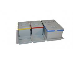 ELLETIPI Metropolis PTC28 09050 9F C10 PPV Poubelle de tri sélectif à tiroir, Gris, 81 x 46 x 28 cm