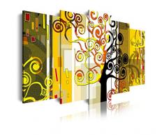 Dekoarte 475 - Tableau moderne sur toile montÃ© sur cadre en bois 5 piÃ¨ces XXL, style abstrait arbre de la vie Gustave Klimt, 200x100cm