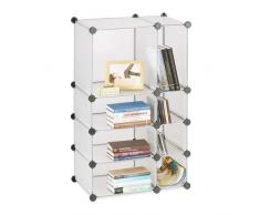 Relaxdays ÃtagÃ¨re cubes rangement 8 compartiments plastique modulable DIY bibliothÃ¨que, transparent