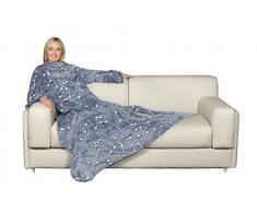 Kanguru 1154 Plaid à manche avec Poche ventrale Polyester Bleu clair 180 x 140 x 1 cm