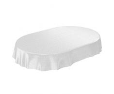 ANRO Nappe en Toile cirée, à Pois, Unie, Grise, Bord découpé, Ovale, 140 x 200 cm