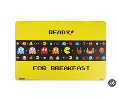 Excelsa Pacman Lot de 6 Sets de Table, Jaune et Noir, 43 x 28,5 cm, 6 unitÃ©s