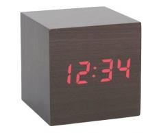 Kikkerland KKAC22-DK-EU Horloge Réveil LED Bois Foncé