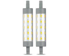 AmazonBasics Spot projecteur halogène LED R7S à double extrêmités, 6.5W (équivalent ampoule incandescente 60W), blanc chaud, 118 mm - Lot de 2