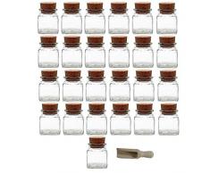 Viva-haushaltswaren lot de 25 petits bocaux à épices 120 ml avec bouchon et pelle en bois 7,5 cm