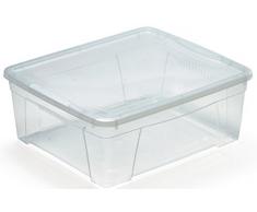 Mondex PLS614-00 Boîte de Rangement avec Couvercle pour vêtements et Chaussures 16,9 litres, Plastique, Transparent, 16,9L || 42 x 35 x 17 cm