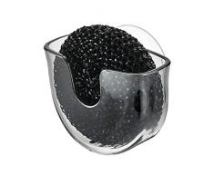 iDesign porte Ã©ponge cuisine, petit support Ã©ponge avec ventouse en plastique, accessoire cuisine pour Ã©ponge ronde ou grattoir, gris