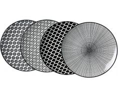 Ritzenhoff & Breker Lot de 4 Plaques de service Porcelaine, Blanc et Noir, 27Â x 27Â x 2Â cm