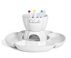 Home Chocolat Set à Fondue Chocolat pour 4 personnes, blanc