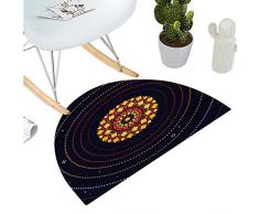 Anshesix Tapis de Sol Semi-Lune Demi-Lune géométrique, Bleu foncé, Motif Mandala Rond, Cadre mosaïque Marocaine, Tapis de Sol Ethnique Demi-Lune 40 x 60 cm, Multicolore H 39,3 x D 59 Color06