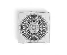 Soleil docre Mandala Coussin de Sol, Coton, Gris, 40 x 40 x 8 cm