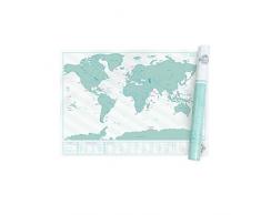 Apprendre Ã dire Hi World Scratch Map - Scratch Off Map Dites Hello dans de nombreuses langues Scratch Poster - DÃ©cor de carte unique - Grand cadeau pour les voyageurs - Blanc et bleu