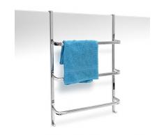 Relaxdays Porte-serviettes 3 barres HxlxP : 85 x 54 x 11,5 cm fixation porte optique inox 2 crochets cuisine ou salle de bain, argentÃ©