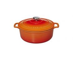 Chasseur 11832407 Cocotte ronde, Fonte Ã©maillÃ©e, Orange flammÃ© (intÃ©rieur Sable), 24 cm