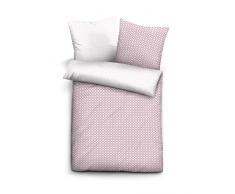 biberna Mix & Match Housse de Couette Motif Graphique, en Satin de Coton mako certifiÃ©e Ãko-Tex Standard 100, Rose, 155Â x 200Â cm