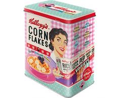 Nostalgic-Art 30147 Boîte de Conservation en métal avec Inscriptions « Kelloggs Corn Flakes » et « Happy Hostess » Taille L, Métal, Kelloggs – Happy Hostess Corn Flakes, 10 x 14 x 20 cm