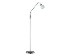 TRIO, Lampadaire, Freddy incl. 1 x LED,E14,4,0 Watt,3000K,320 Lm. Verre opale, Blanc, Corps: metal, Nickel mat L:23,0cm, H:150,0cm, P:54,0cm IP20,Interrupteur,Flexible