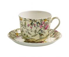 Maxwell & Williams Kilburn Tasse avec sous - Tasse GB, Gobelet à Café/Thé, Summer Blossom, Porcelaine, Wk03300