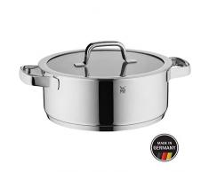 WMF Compact Cuisine Faitout 24 cm avec couvercle en verre et marmite 4,1 l Acier inoxydable poli Cromargan Intérieur gradué empilable Compatible induction