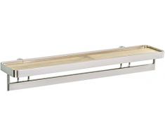 Porte épices avec barre Premium, Acier plat brossé/Bambou, 40 x 5,5 x 8 cm