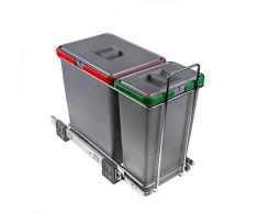 ELLETIPI Ecofil PF01 34A1 - Poubelle de tri sélectif extractible pour déchets, Plastique et métaux, Gris, 23 x 45 x 36 cm