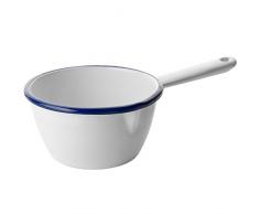 IBILI 904410 Casserole Conique avec Bec Verseur, Acier, Blanc/Bleu, 10 cm