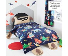 Catherine Lansfield Super Dog Couette, Bleu Marine, Parure pour lit Simple
