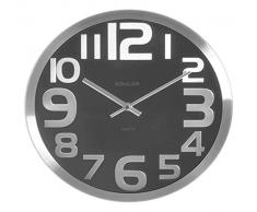 H&H 9232Â H & H Horloge Murale, Aluminium, Rond, 30, mÃ©tal, Noir/Argent, 1Â x 1Â x 1Â cm
