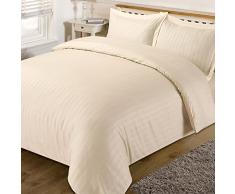 Dreamscene housse de couette superbe Satin rayé Parure de lit, crème, King