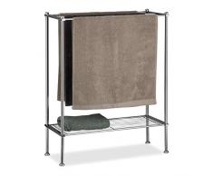 Relaxdays, Argent Porte, Chrome, 3 Barres, Surface Rangement Salle de Bain, Support Serviettes, 79x64x26 cm, Fer, polystyrène, 79 x 64 x 26,5 cm
